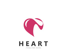 Heart logo design template, luxury ribbon Valentines day and love stripe logotype