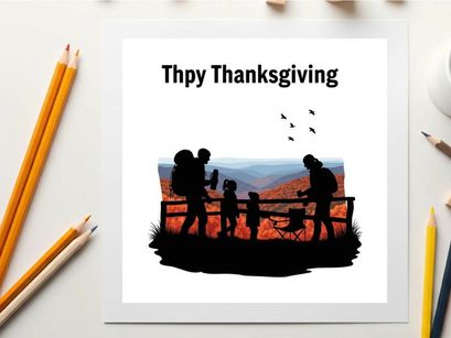 Happy thanksgiving silhouette of family watching birds fly