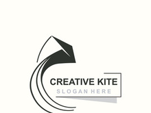 Kite logo design, flying paper kite Flat illustration vector company template