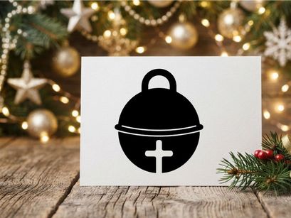 Christmas bell with cross symbol for holiday celebration and religious themes