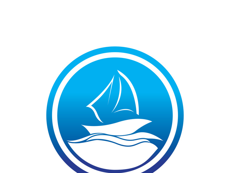 Sailboat boat on sea ocean wave with logo design simple ship