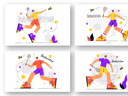 10 Badminton Player Illustration