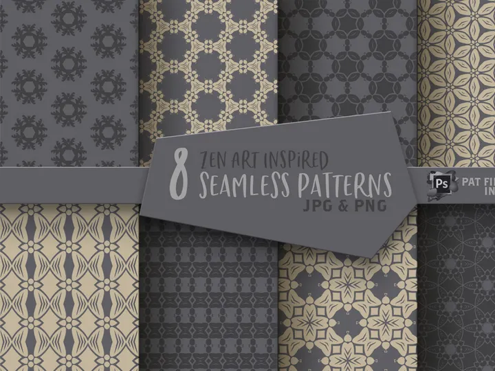 Zen Art Inspired Seamless Patterns