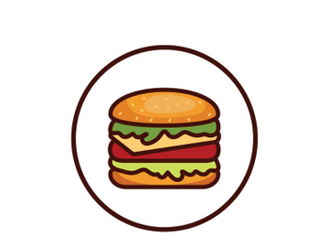 Burger logo illustration, restaurant emblem, cafe, burger and factory label, fast food, vector preview picture