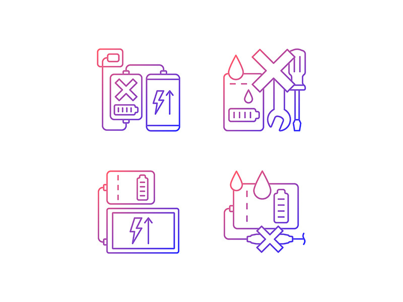 Powerbank use gradient linear vector manual label icons set