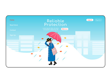 Reliable protection landing page flat color vector template preview picture