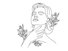 Line Art Flower Drawing Women