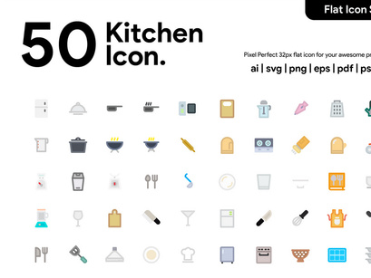 50 Kitchen Flat Icon