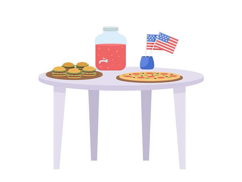 Festive board with american flag semi flat color vector object