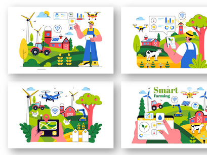 10 Smart Farming Technology Illustration