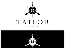 tailor logo icon illustration template combination of buttons for clothes, thread and sewing machine, for clothing product design, convection companies, fashion in vector form