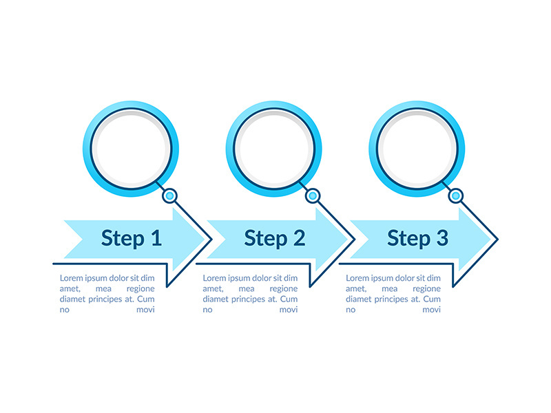 Blue circles steps vector infographic template