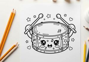 Cute drum playing music vector illustration flat design