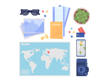 Travel equipment semi flat color vector object set preview picture