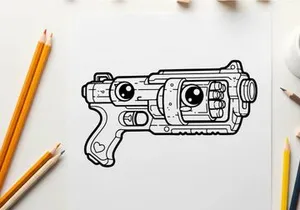 Handgun weapon firearm pistol gun vector illustration flat design
