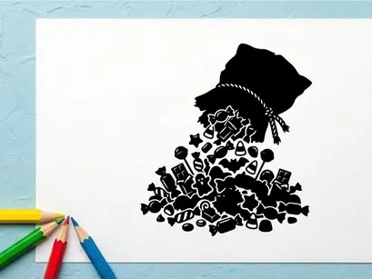 Silhouette de una mujer con sombrero grande y joyería, artístico en blanco y negro