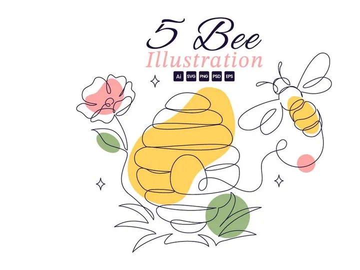 5 Bee Vector Illustration
