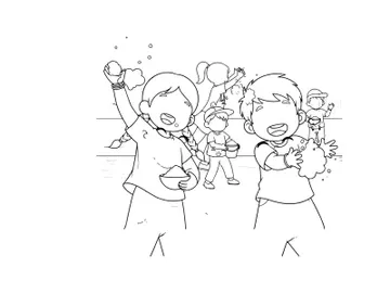 Children eating ice cream happy summer day vector illustration preview picture