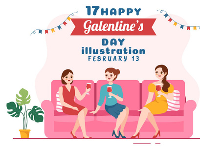 17 Happy Galentine's Day Illustration
