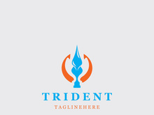 Trident Poseidon Logo, Spear Simple Vintage Template Design