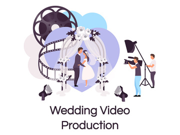 Wedding video production flat concept icon preview picture