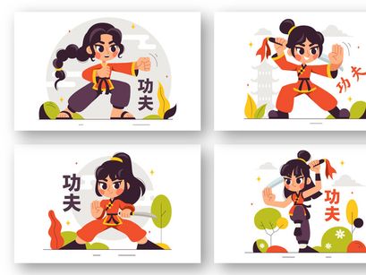 9 Kung Fu Chinese Sport Illustration