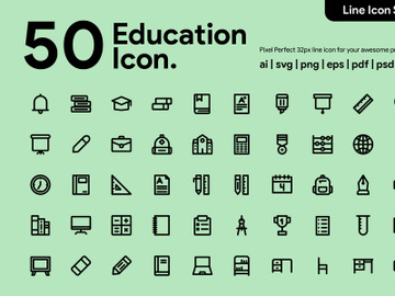 50 Education Line Icon preview picture