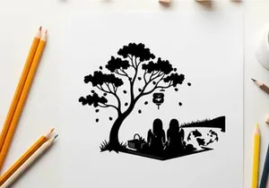 Couple picnic under a tree with lantern