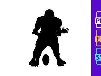 American football player in action silhouette