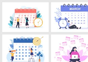 10 Calendar for Planning Work or Events Vector Illustration