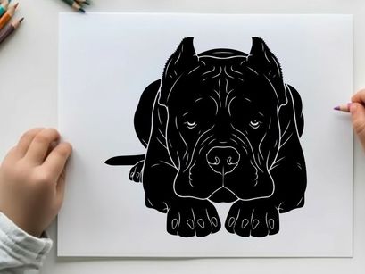 Silhouette of a cane corso dog breed portrait