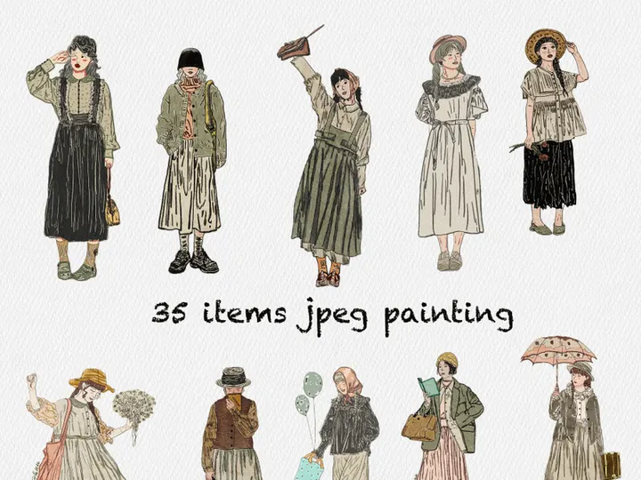21 jpeg items girl fashion painting   A ZIP have 21 jpeg items.