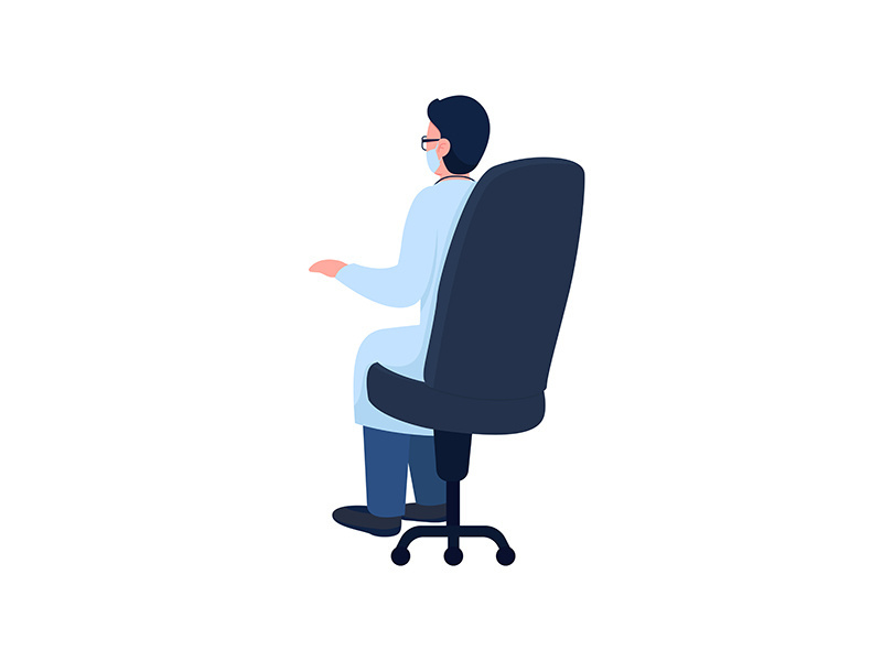 Doctor in chair flat color vector faceless character