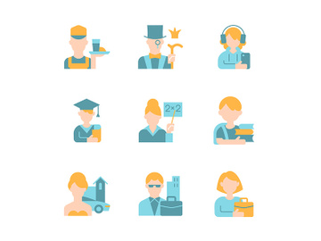 Social status vector flat color icon set preview picture