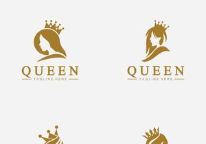 Beautiful face queen icon logo.for queen logo.Beauty woman hair salon golden logo. cosmetic, skin care business logo
