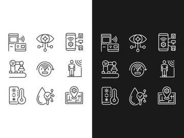 Innovative technology pixel perfect light and dark theme color icons set preview picture