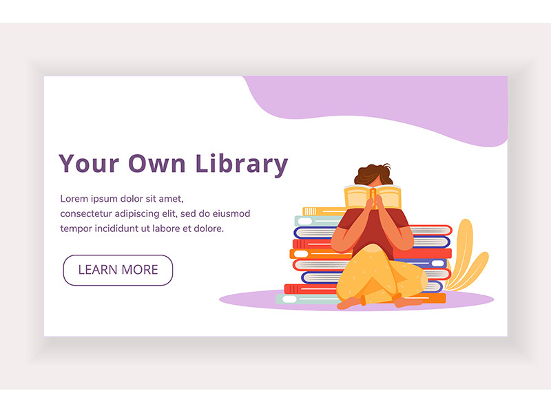 Your own library landing page vector template