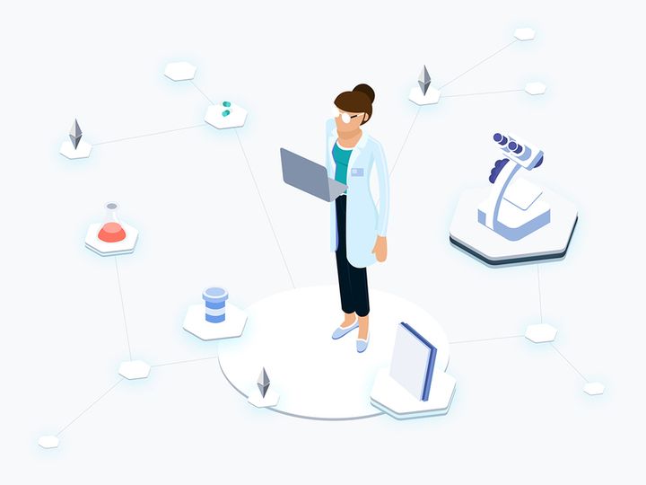 Health Blockchain Platfrom Isometric Graphic 2