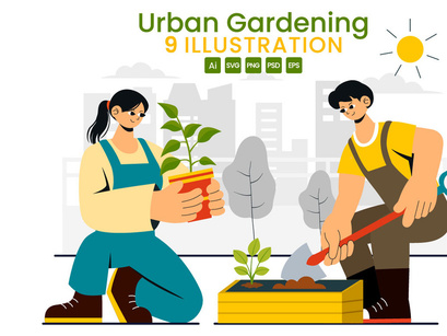 9 Urban Gardening Illustration