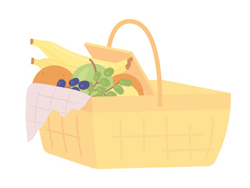 Picnic basket semi flat color vector object preview picture