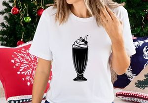 Chocolate milkshake with whipped cream and cherry in tall glass