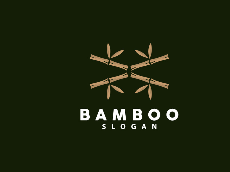 Bamboo Logo, Green Plants Vector, Simple Minimalist Design