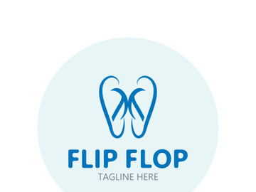 Flip Flop logo design style line art template illustration preview picture