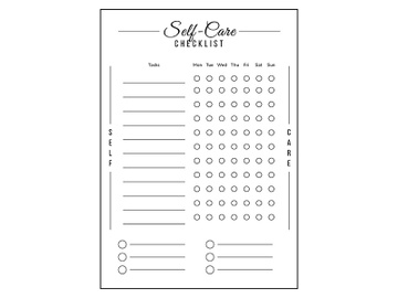 Self care task list minimalist planner page design preview picture