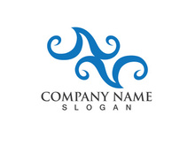 Blue water wave logo design template