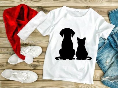 Dog and Cat Sitting Silhouettes