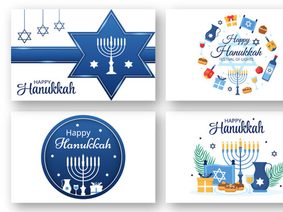 14 Happy Hanukkah Jewish Holiday Illustration