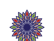 Traditional Asian colorful floral pattern Stained glass mosaic logo tile design inspiration