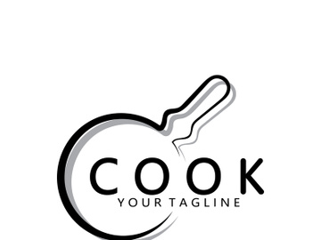 frying pan and spatula logo, kitchen cooking equipment, for business, company, restaurant preview picture