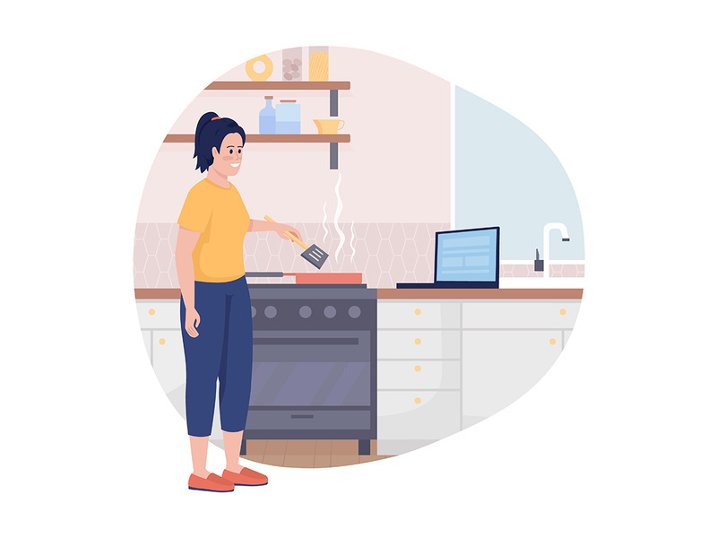 Woman cooking vector isolated illustration